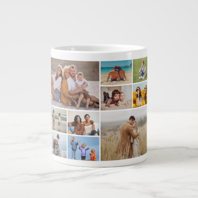 Caneca De Café Grande Crie sua própria colagem de fotos (Frente)