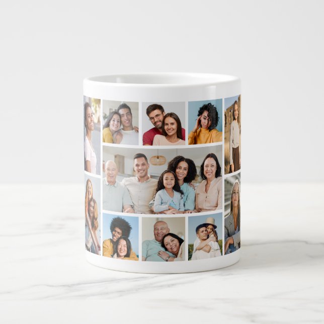 Caneca De Café Grande Crie sua própria colagem de fotos 11 (Frente)