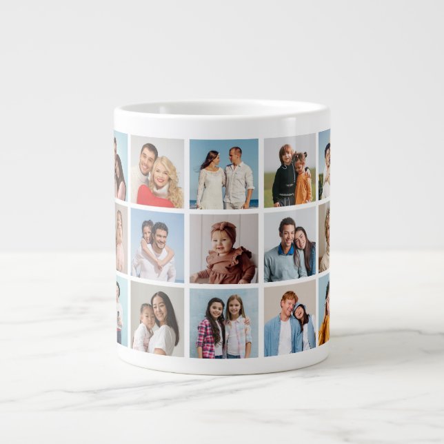 Caneca De Café Grande Crie Sua Própria Colagem De Fotos 15 (Frente)