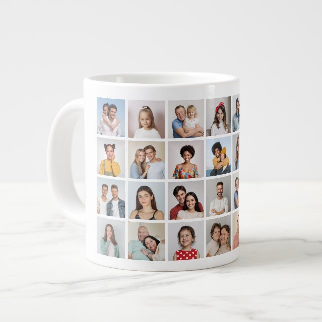 Caneca De Café Grande Crie Sua Própria Colagem De Fotos 28 (Frente Esquerda)