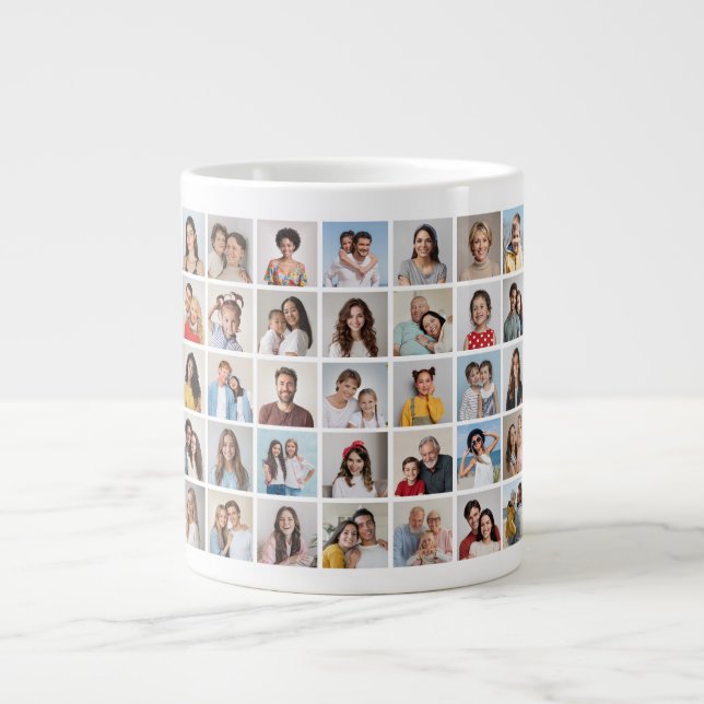 Caneca De Café Grande Crie Sua Própria Colagem De Fotos 35 (Frente)