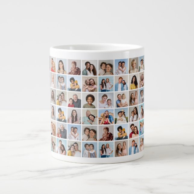 Caneca De Café Grande Crie sua própria colagem de fotos 60 (Frente)