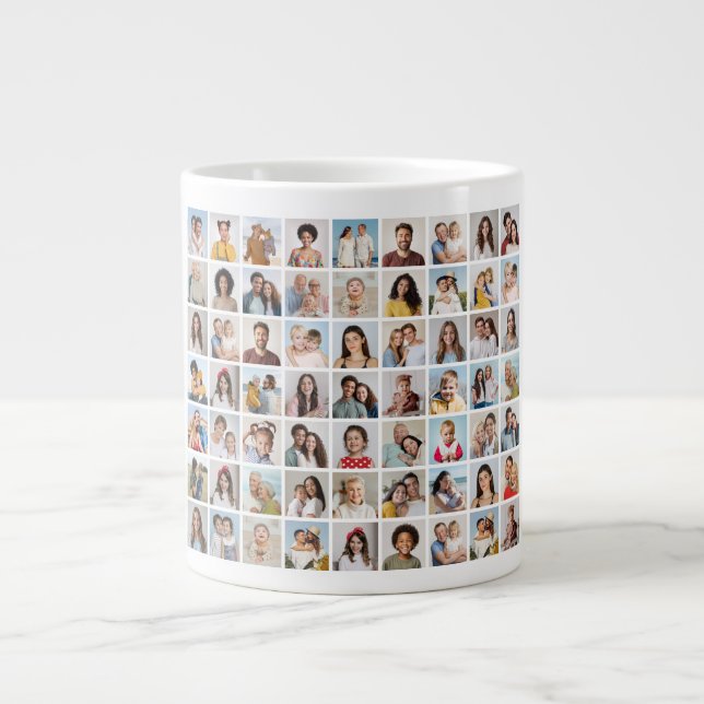 Caneca De Café Grande Crie Sua Própria Colagem De Fotos 63 (Frente)