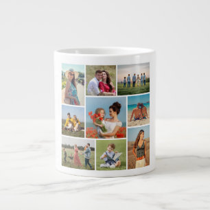 Caneca De Café Grande Crie sua própria colagem de fotos de 9