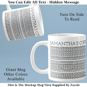 Caneca De Café Grande Crie Sua Própria Mensagem Oculta Longa 148BW Novid