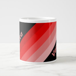 Caneca De Café Grande Crimson Fade Stripes with Name