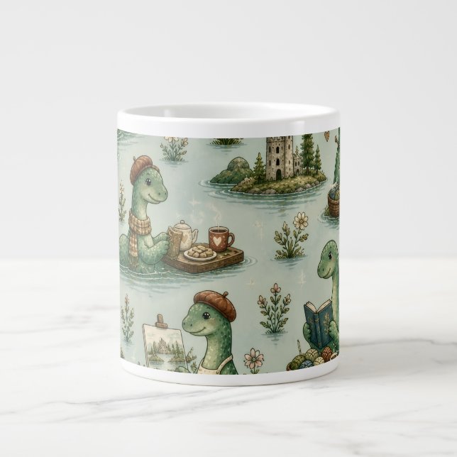 Caneca De Café Grande Criptídeos Aconchegantes Nessie Monstro do Lago Ne (Frente)