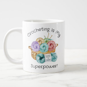 Caneca De Café Grande Crocheting é meu superpoder personalizado