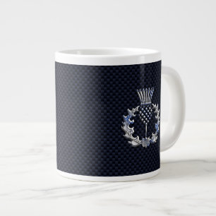 Caneca De Café Grande Cromo Como Impressão De Fibra De Carbono