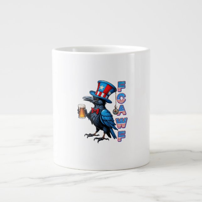 Caneca De Café Grande Crow, F-Caw-F Funny Bird Creative Casual (Frente)