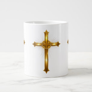 Caneca De Café Grande Cruz Cristã Dourada Radiante Inspirada na Fé ..