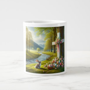 Caneca De Café Grande cruz de páscoa com coelho e ovos