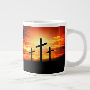 Caneca De Café Grande Cruzes, Silhuetas Sunset Painting-67137