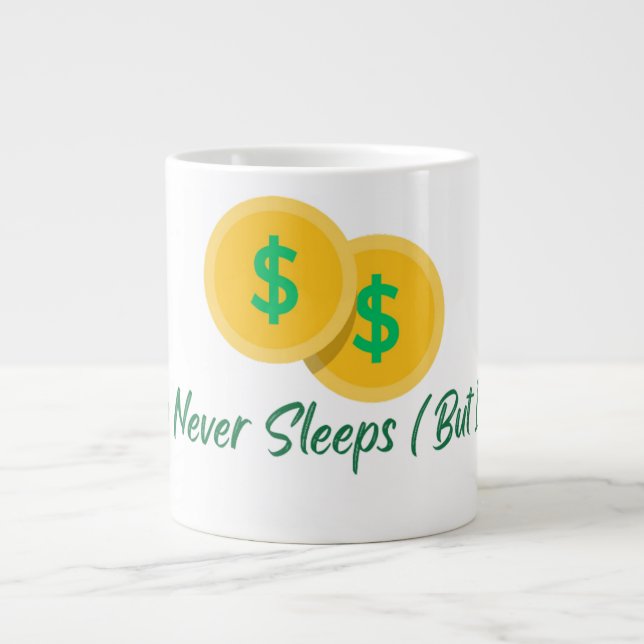 Caneca De Café Grande Crypto Never Sleeps But I Do Mug (Frente)
