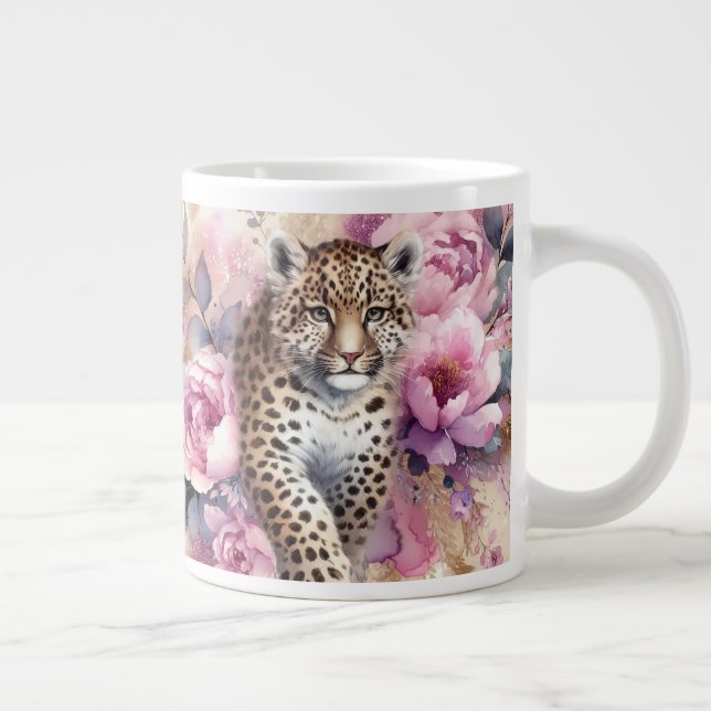 Caneca De Café Grande Cub e Rosas-leopardo (Direita)