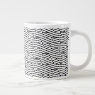 Caneca De Café Grande Cubo de Linha de Padrão Preto Geometria Simples