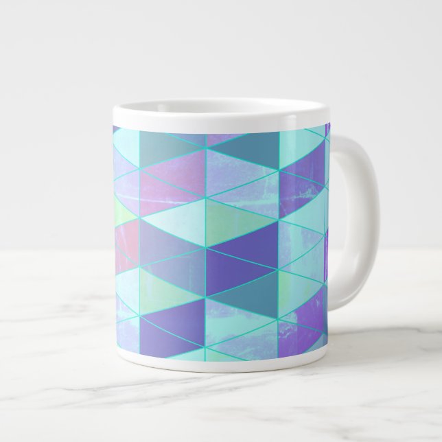 Caneca De Café Grande Cubos em Triângulos Padrão Geométrico (Frente Esquerda)