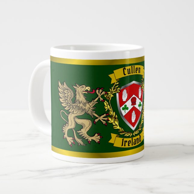 Caneca De Café Grande Cullen/O'Cullen Irish Shield & Griffins (Frente Esquerda)