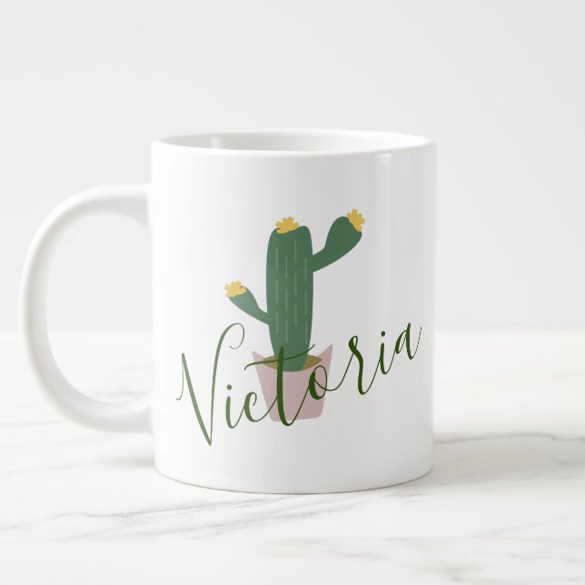 Caneca De Café Grande Cupcake Cactus Name Giant Coffee Mug (Esquerda)