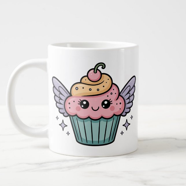 Caneca De Café Grande Cupcake Kawaii (Esquerda)