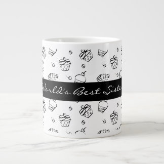 Caneca De Café Grande Cupcakes esboçam a melhor irmã do mundo
