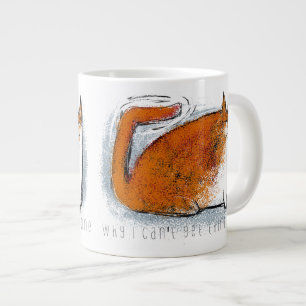 Caneca De Café Grande Curioso gato laranja com cauda