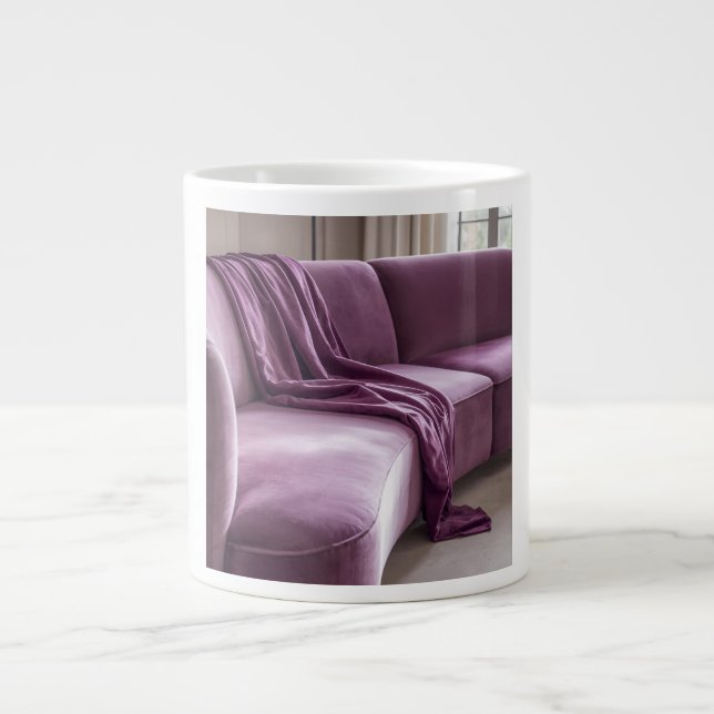 Caneca De Café Grande Curved Velvet Sofa Draping Art Deco Texture (Frente)
