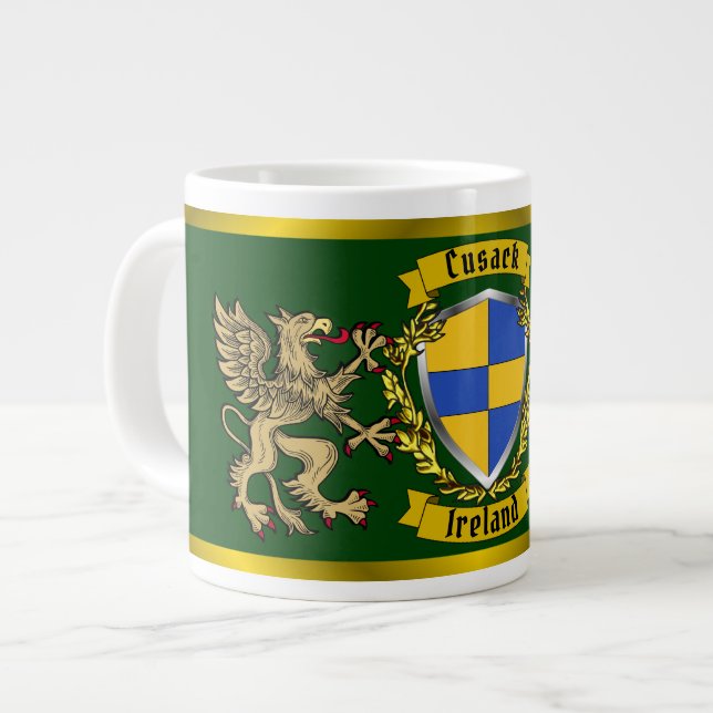 Caneca De Café Grande Cusack Irish Shield & Griffins (Frente Esquerda)