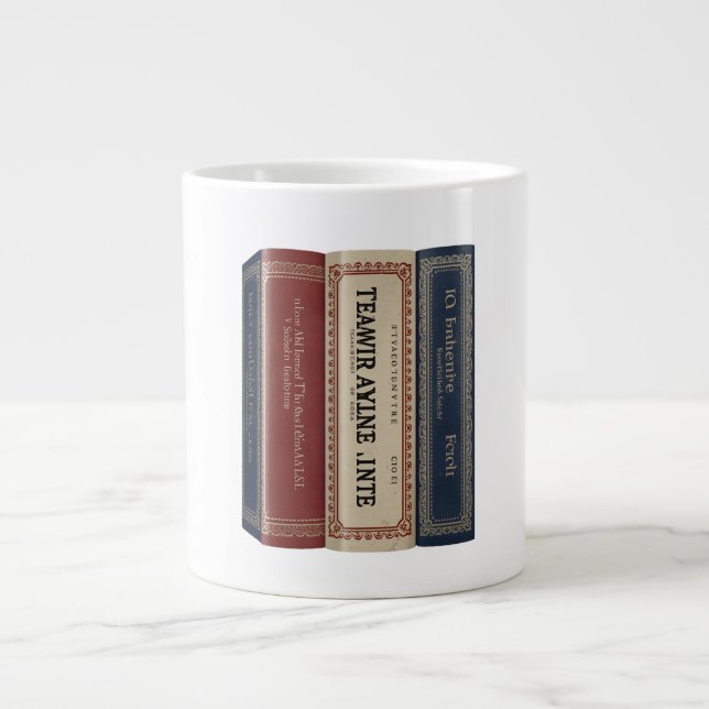 Caneca De Café Grande Custom Book Spine Art Personalized Family  (Frente)