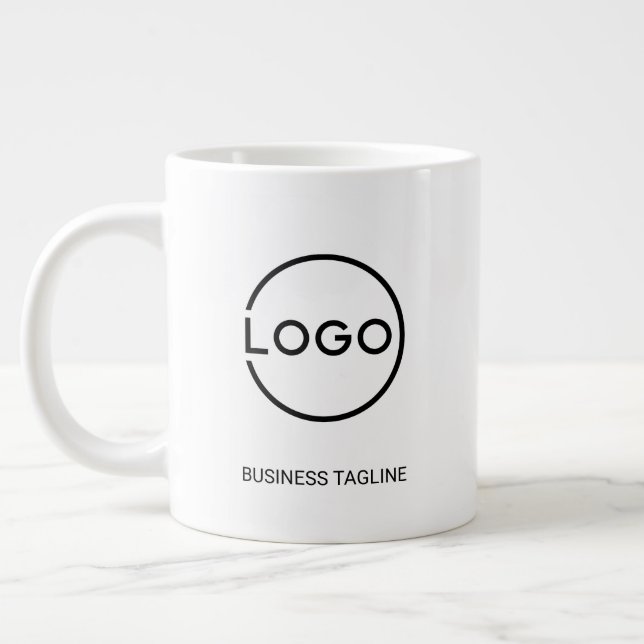 Caneca De Café Grande Custom Business Logo with Custom Text Coffee Mug (Esquerda)