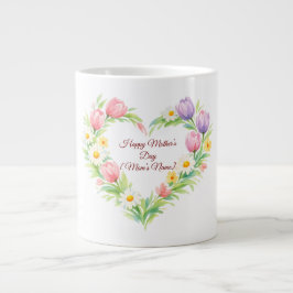 Caneca De Café Grande Custom Floral Heart Mother’s Day Mug