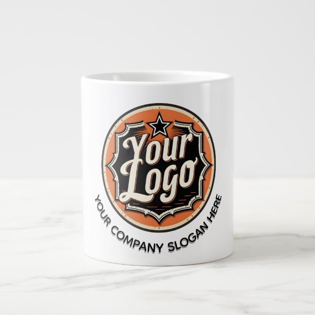 Caneca De Café Grande Custom Logo and Text Business (Frente)