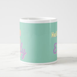 Caneca De Café Grande Custom monogram  – purple, blue & Peach 