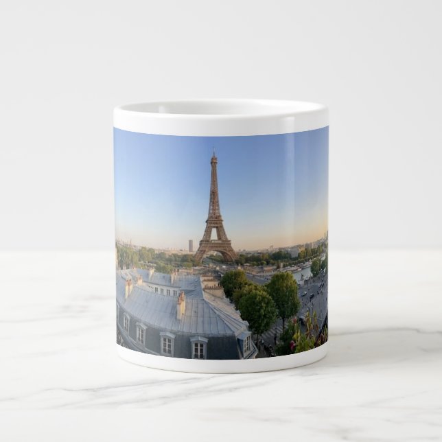 Caneca De Café Grande Custom Paris Panoramic Skyline View Eiffel Tower (Frente)