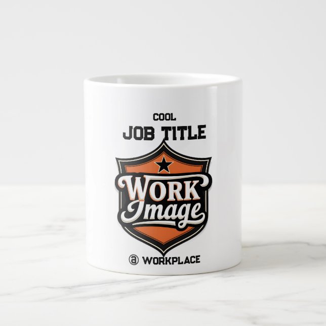Caneca De Café Grande Custom Photo Personalized Job Title & Workplace  (Frente)