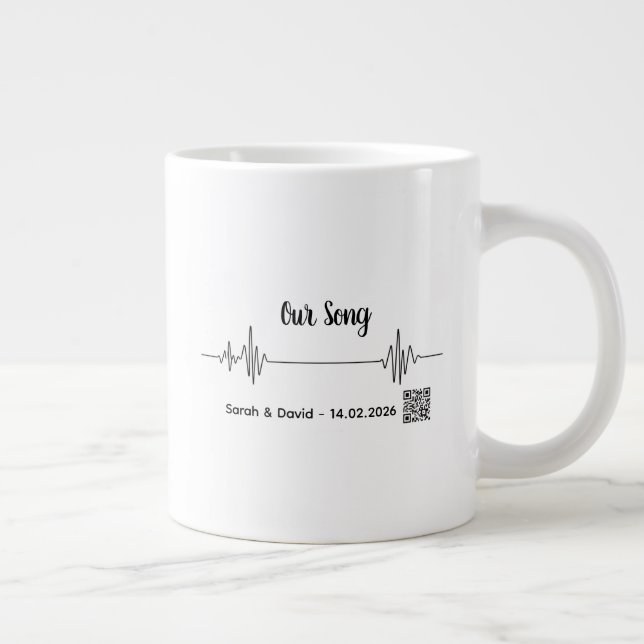 Caneca De Café Grande Custom Soundwave Song Code Mug-Personalized Voice  (Direita)