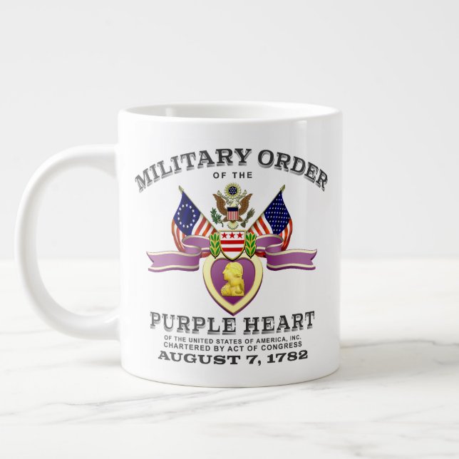 Caneca De Café Grande Customizable Purple Heart Medal 20oz (Esquerda)