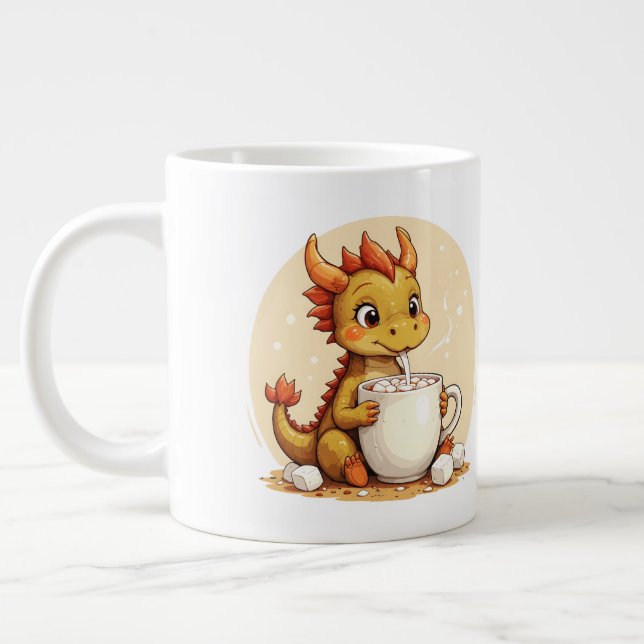 Caneca De Café Grande Cute Baby Dragon Hot Chocolate Kids Kawaii Cozy De (Esquerda)