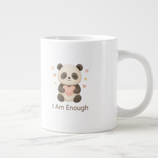 Caneca De Café Grande Cute Bear with Pink Heart — I Am Enough mug (Direita)