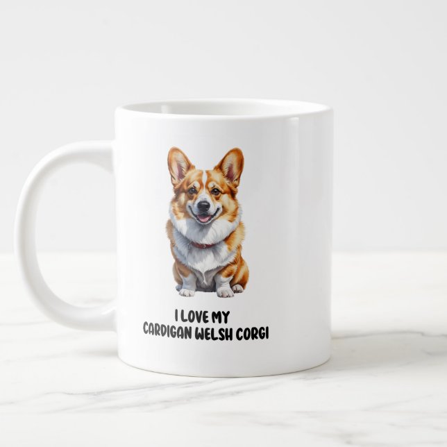 Caneca De Café Grande Cute Cardigan Welsh Corgi Design (Esquerda)