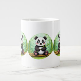 Caneca De Café Grande Cute Cartoon Panda on Bamboo Patch