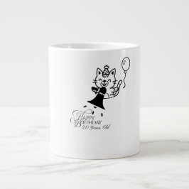 Caneca De Café Grande Cute Cat Happy Birthday Coffee Mug