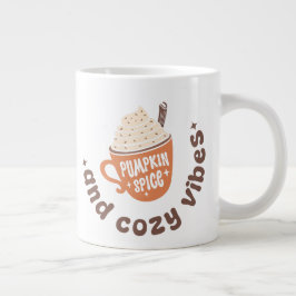 Caneca De Café Grande Cute Fall Abobrinha de especiarias e vibrações aco