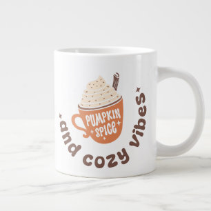 Caneca De Café Grande Cute Fall Abobrinha de especiarias e vibrações aco