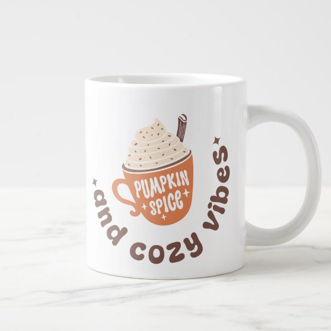 Caneca De Café Grande Cute Fall Pumpkin Spice and Cozy vibes  (Direita)