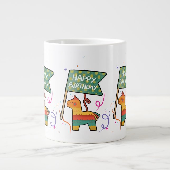 Caneca De Café Grande Cute Hand-Drawn Birthday  (Frente)