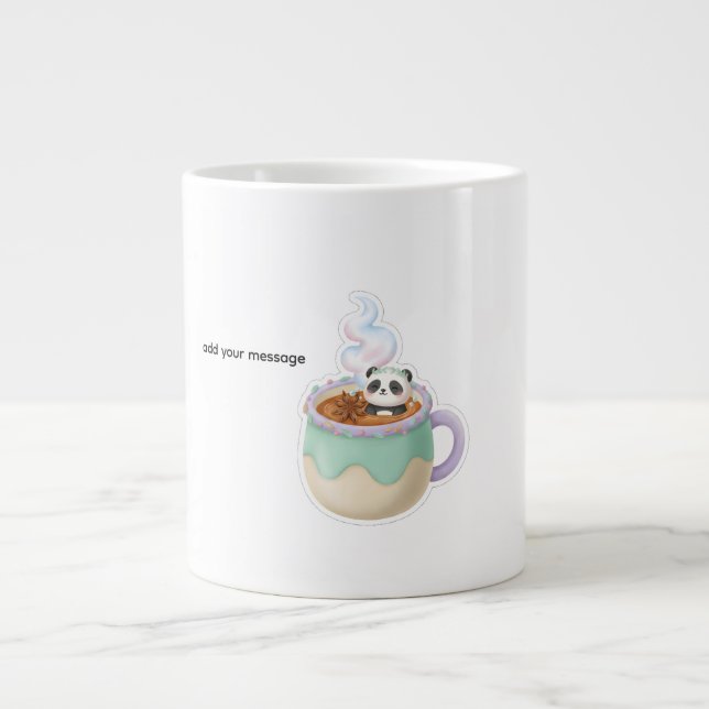 Caneca De Café Grande Cute Kawaii Panda in Tea Mug Illustration (Frente)