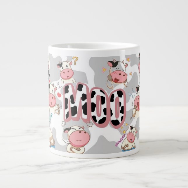 Caneca De Café Grande Cute “Moo Cow” Cartoon Design (Frente)