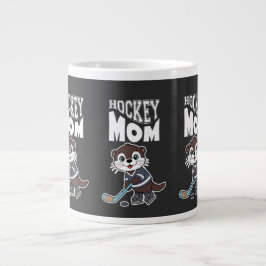 Caneca De Café Grande Cute Otter Hockey Mom - Fun Sports Animal Graphic