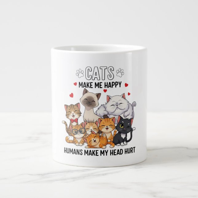Caneca De Café Grande Cute Pack of Happy Cats (Frente)